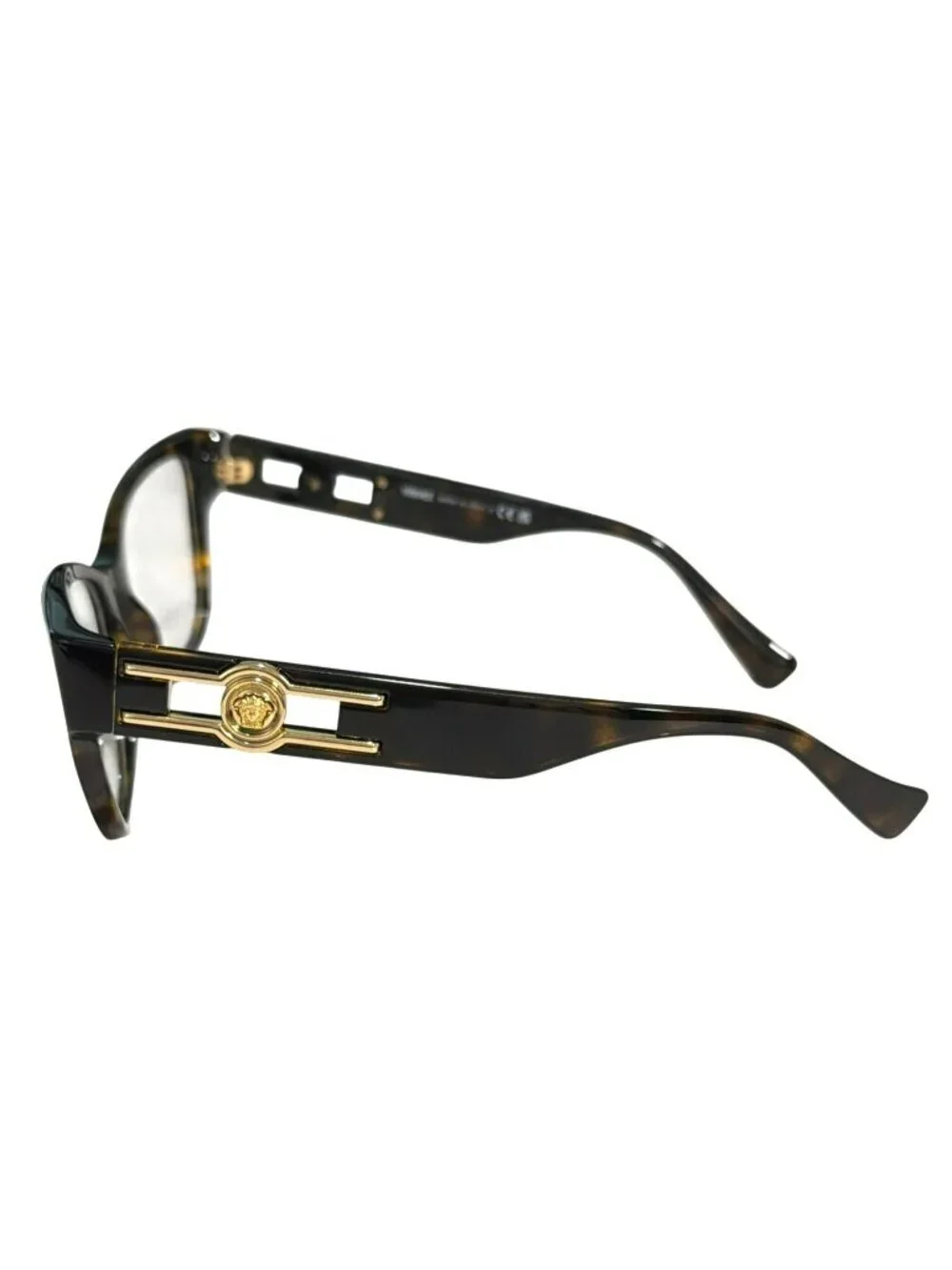 Versace Tortoise Cat Eye RX Glasses Gold Medusa New 3347
